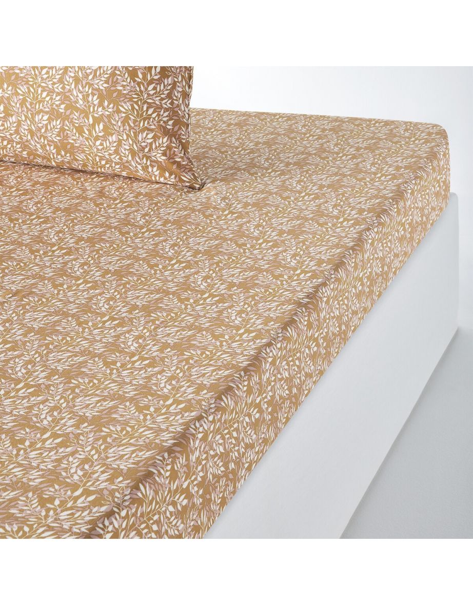 Nara Floral Cotton Percale 200 Thread Count Fitted Sheet