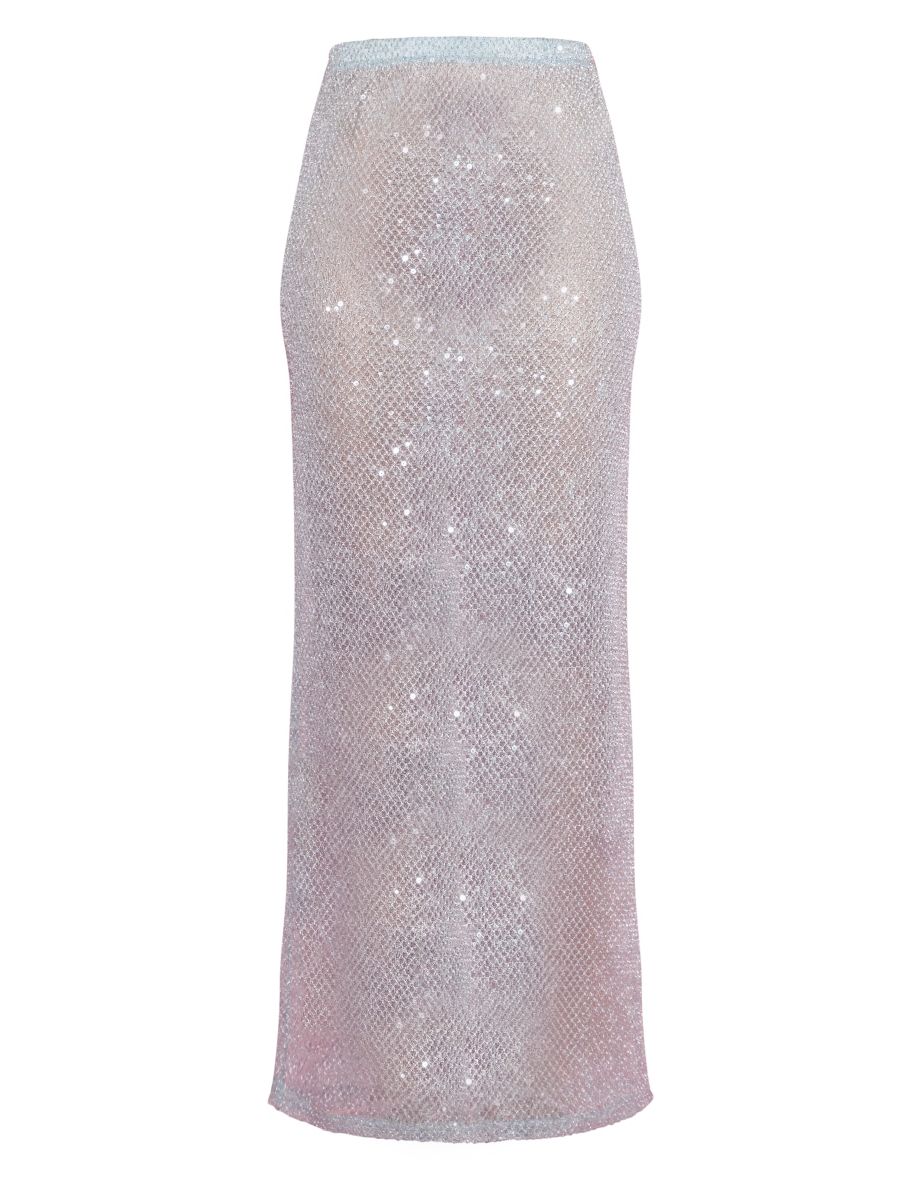 Aqua Sheer Sequin Maxi Skirt - 3