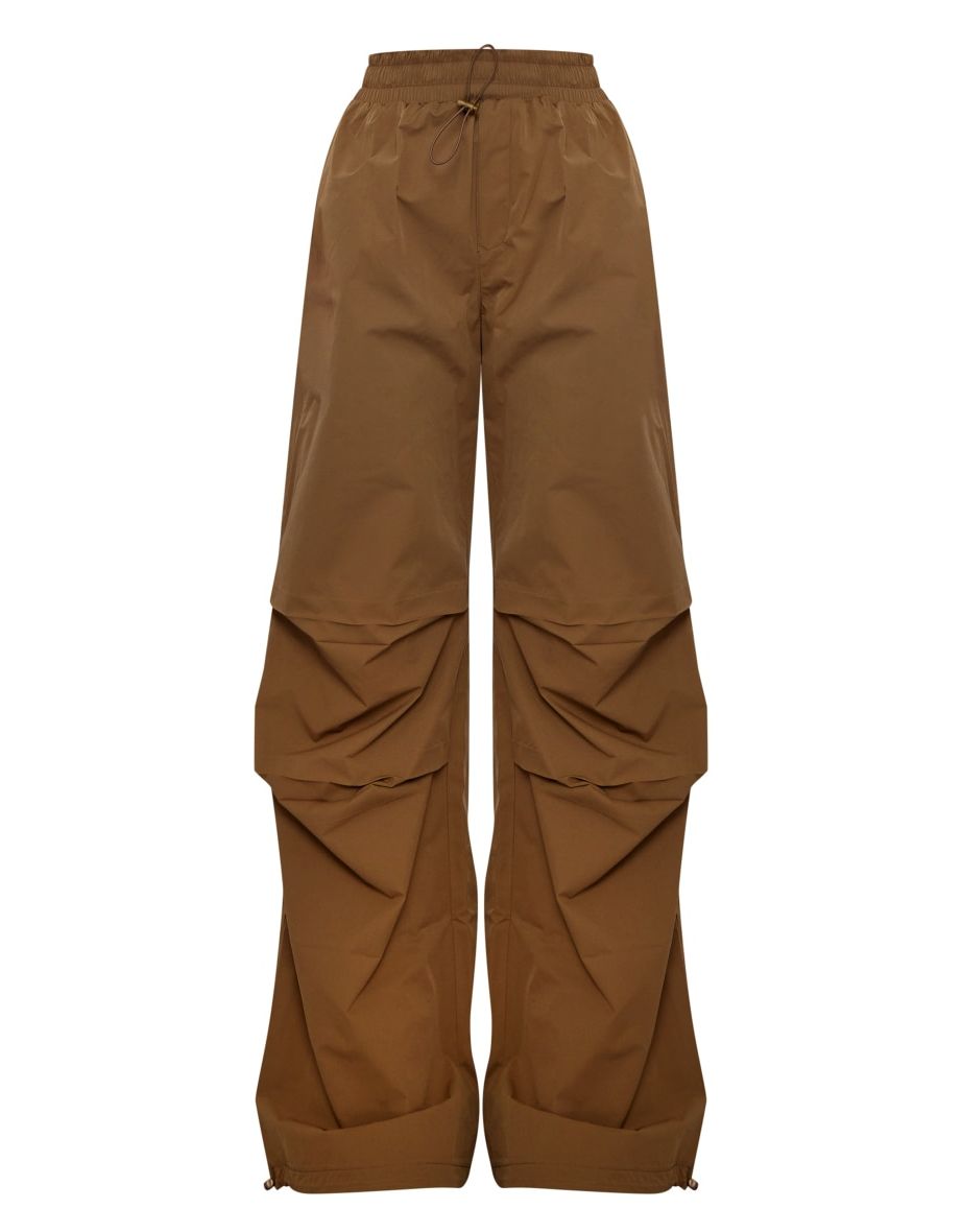 Mocha Shell Toggle Drawstring Ruched Cargo Trousers - 4