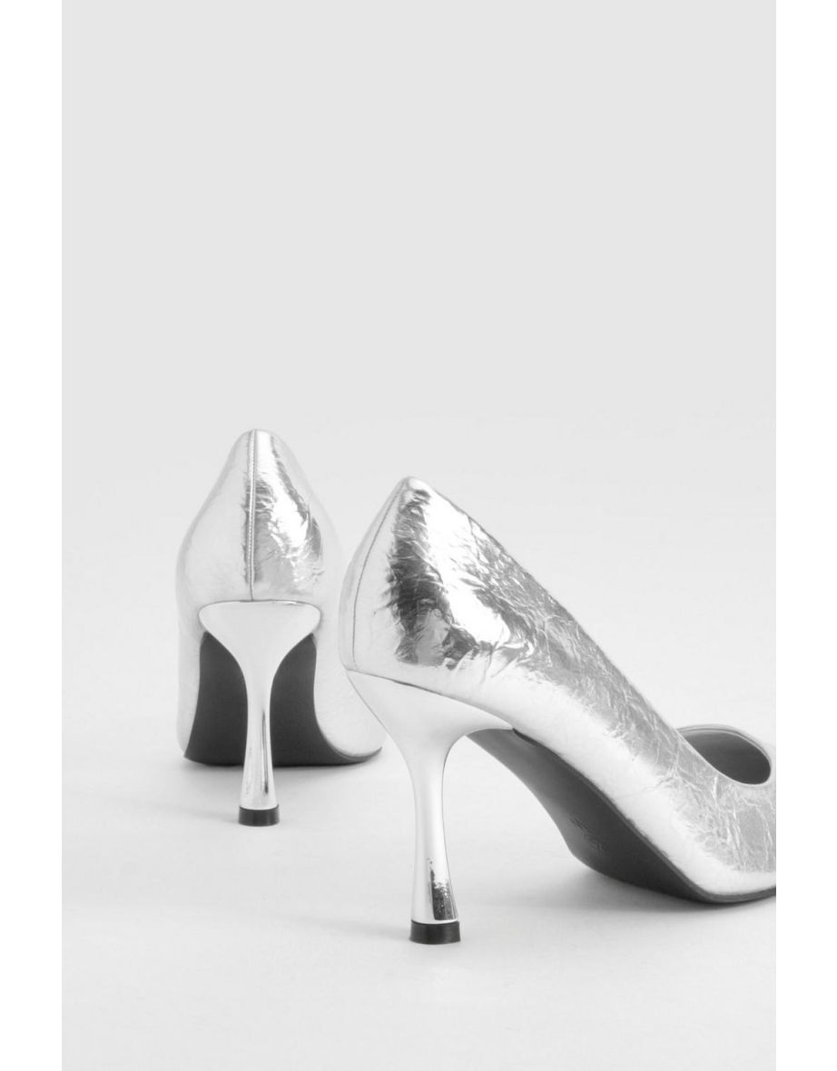 Wide Fit Metallic Textured Court Shoes - 3