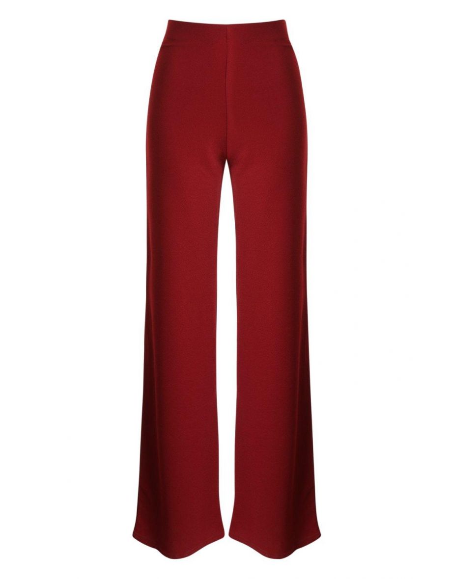 Crepe Wide Leg Trousers - berry - 1