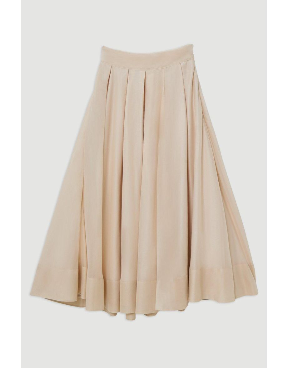 Organdie Split Woven Prom Midi Skirt - 3