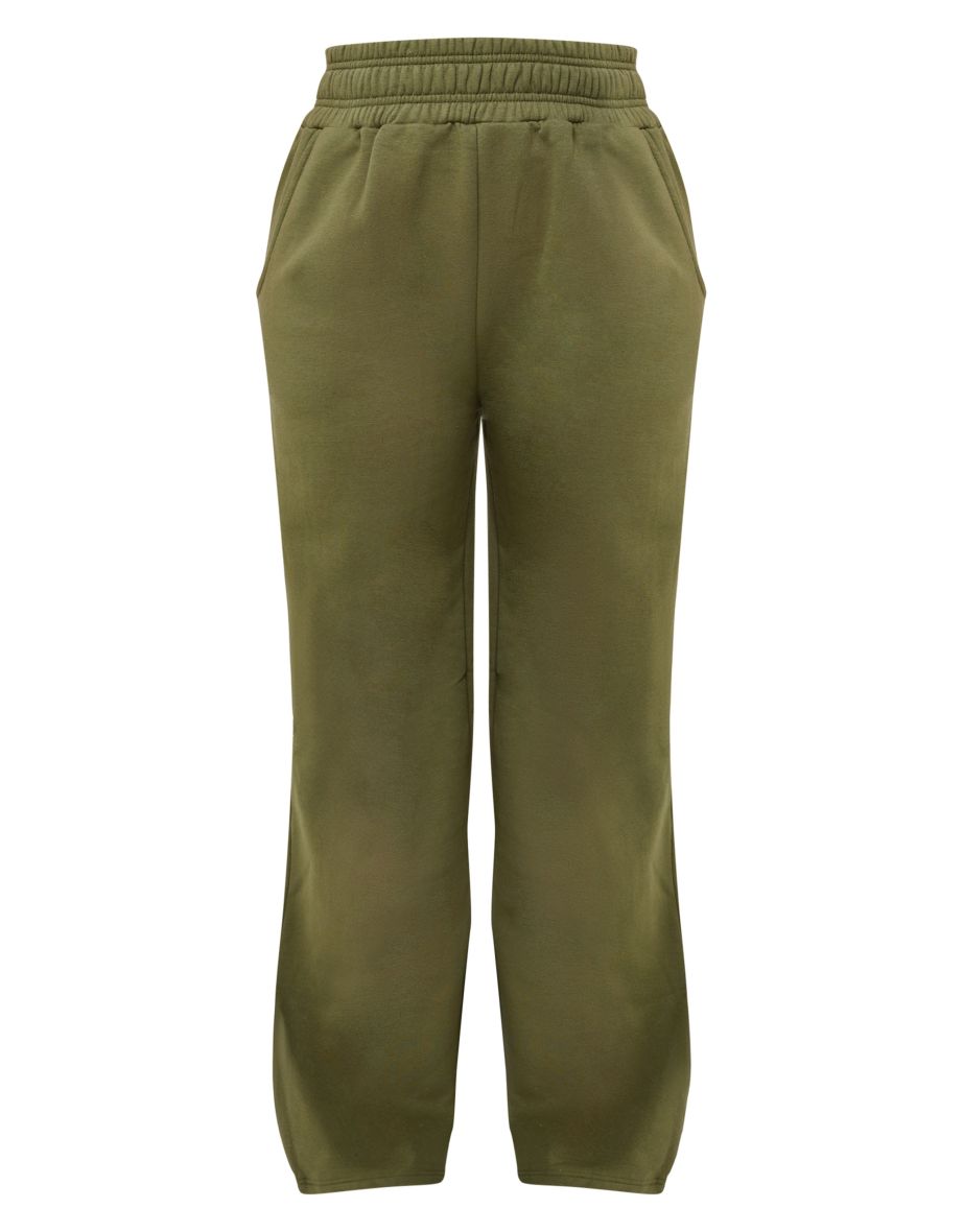 Shape Khaki Sweat High Waist Wide Leg Joggers - 4