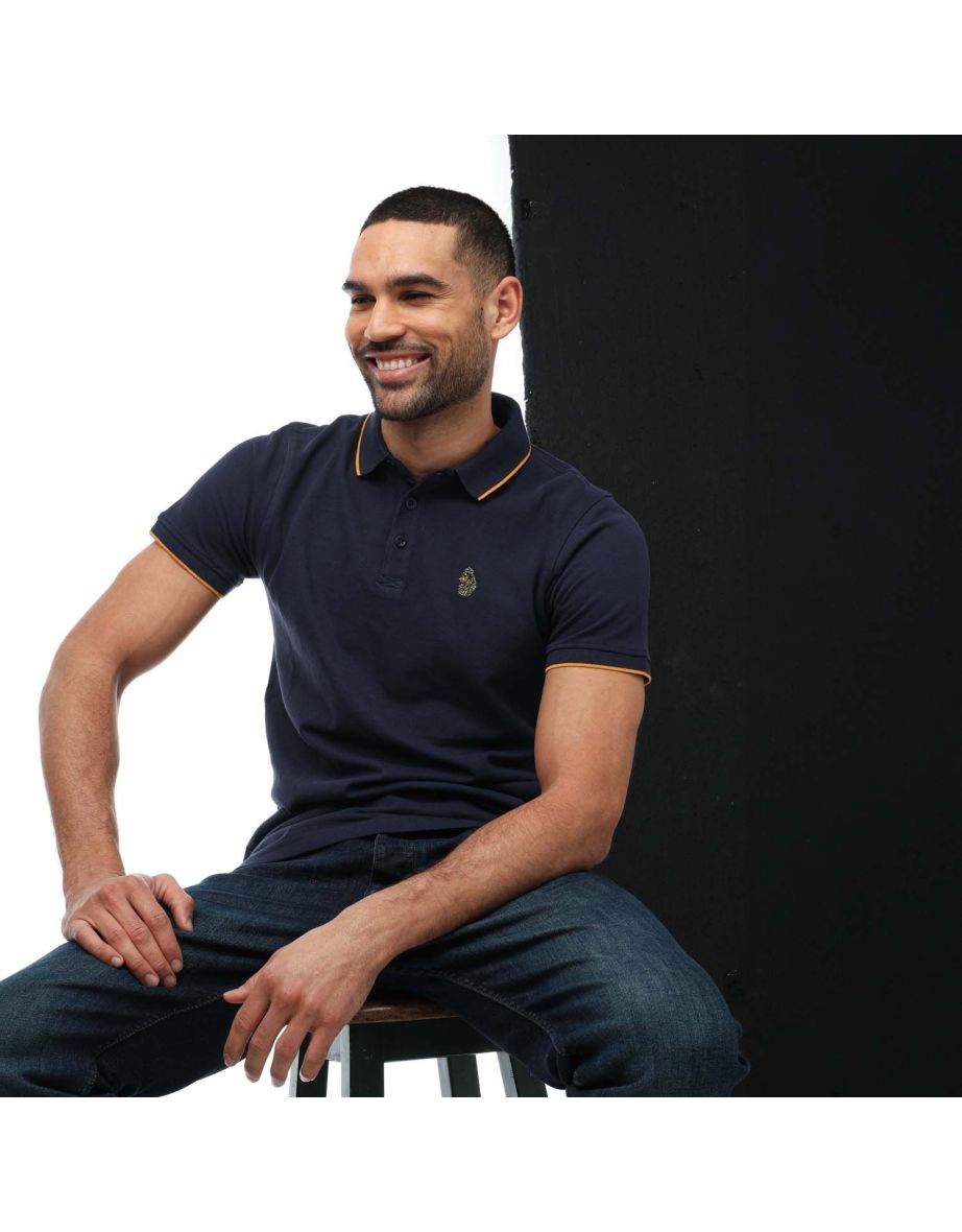 Men's Luke 1977 Ricky Gold Tipped Polo Shirt in Blue - 3