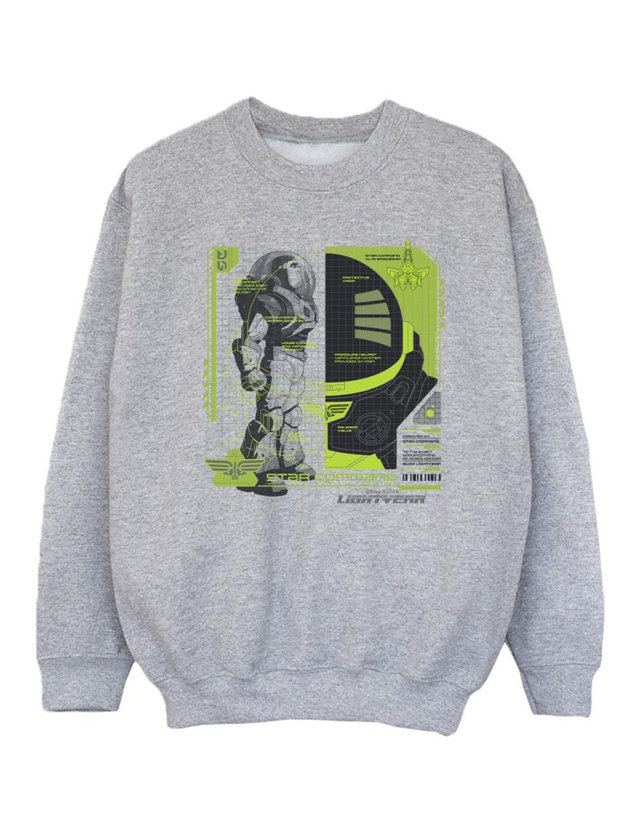 Disney Girls Lightyear Buzz Tech Panel Sweatshirt - Sports Grey