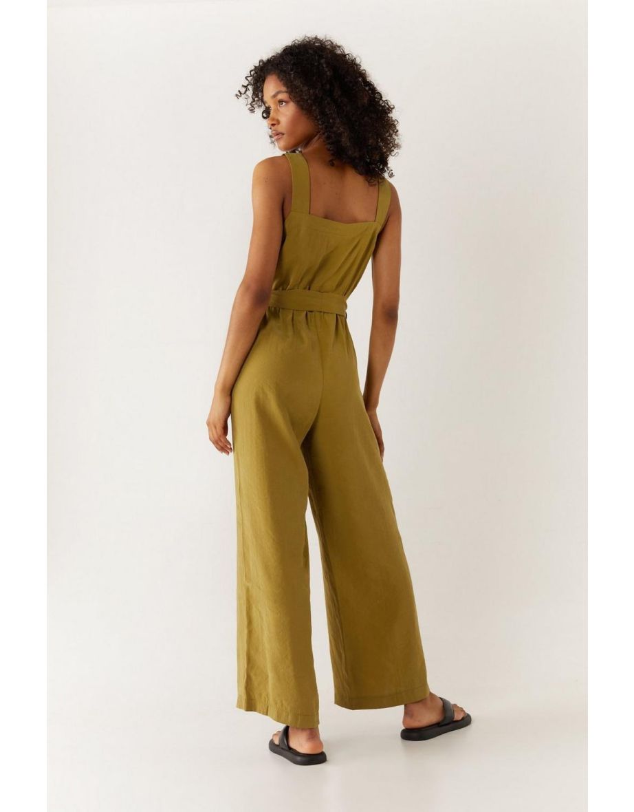 Petite Belted Button Through Utility Jumpsuit - 3