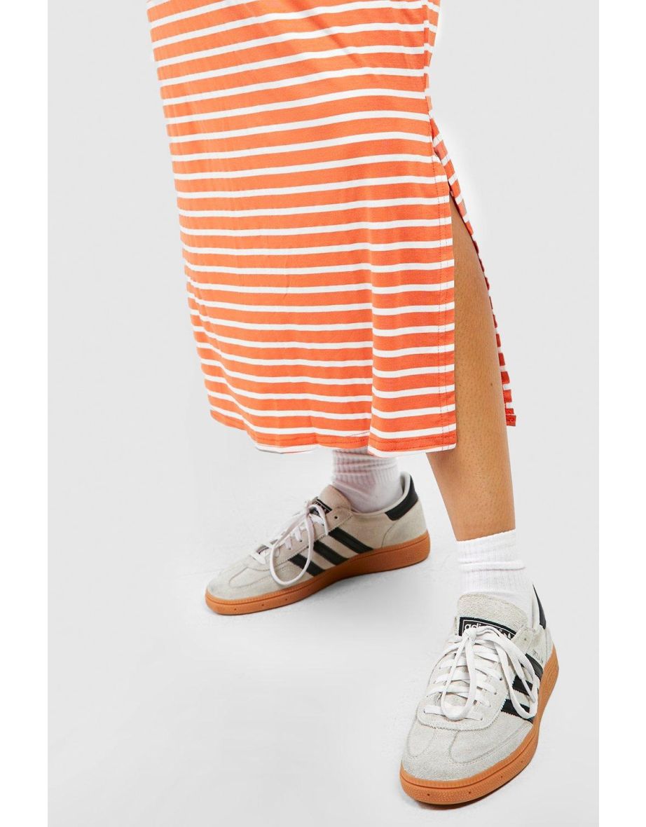 Maternity Jersey Stripe Midi T-shirt Dress - orange - 3