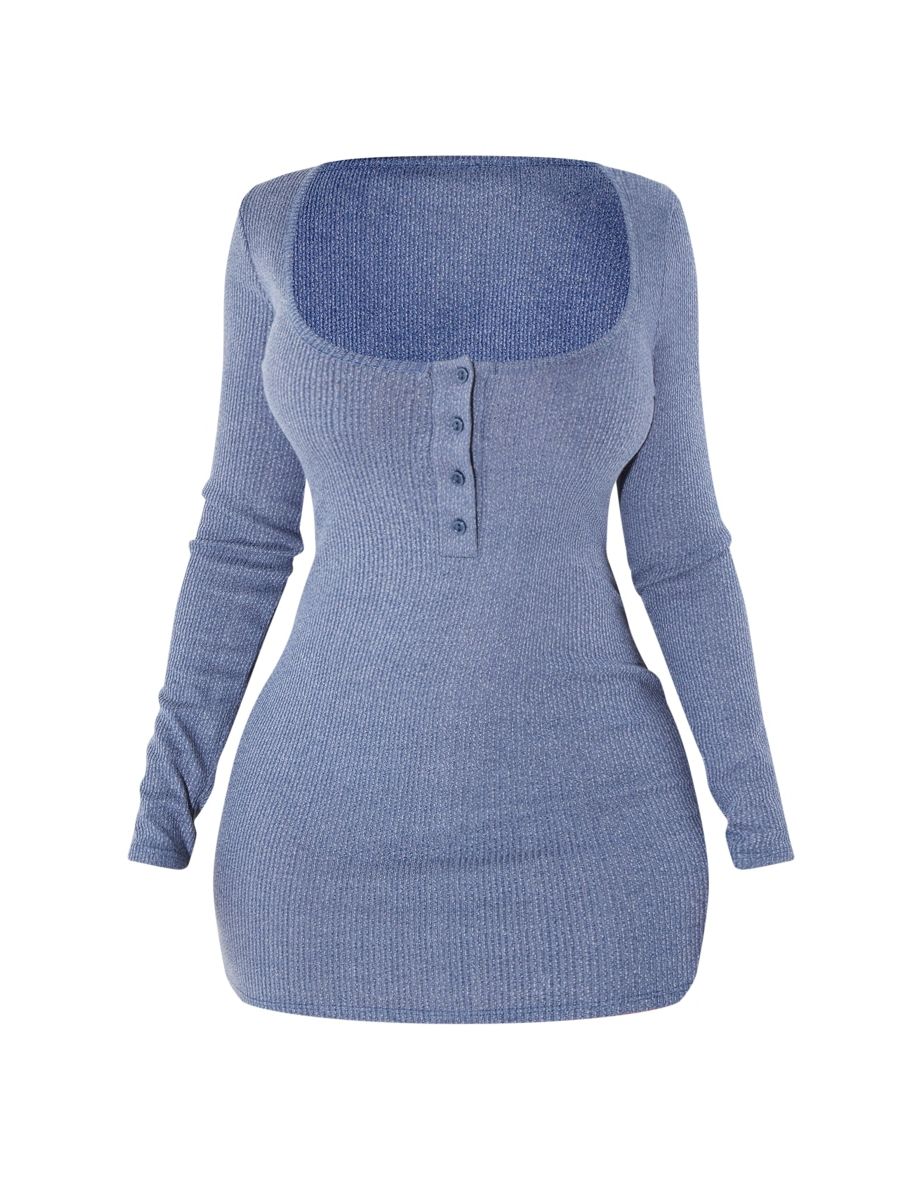 Shape Charcoal Rib Marl Button Front Bodycon Dress - 4