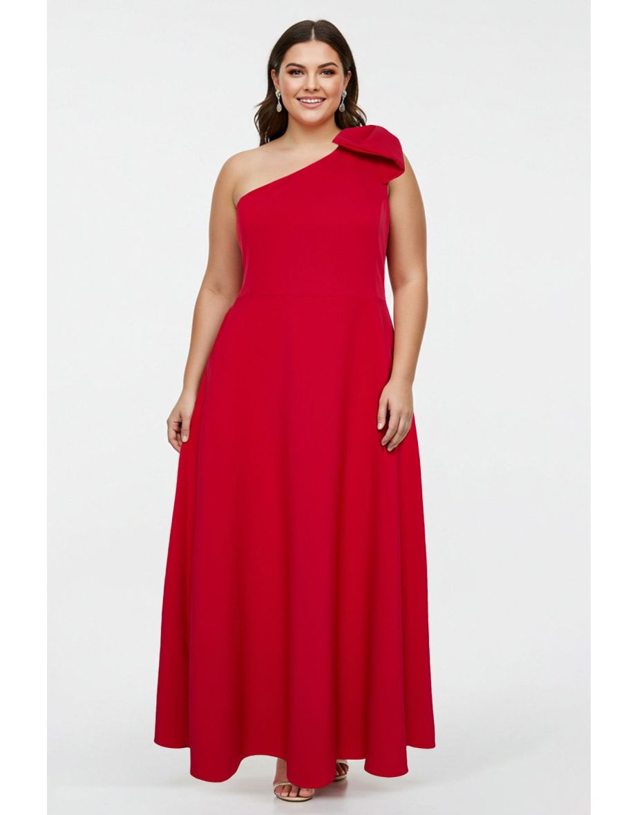 Red Bow One Shoulder Woven Evening/Night/Graduation/Engagement Dress