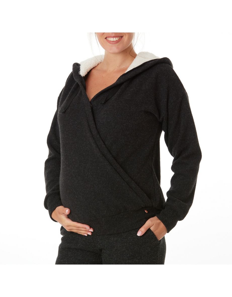 Maternity and nursing hoodie Sweet Home grey