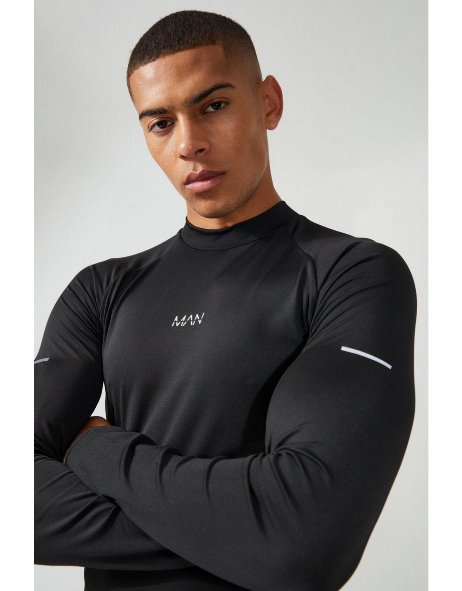 Man Active Compression Football Top - black - 2