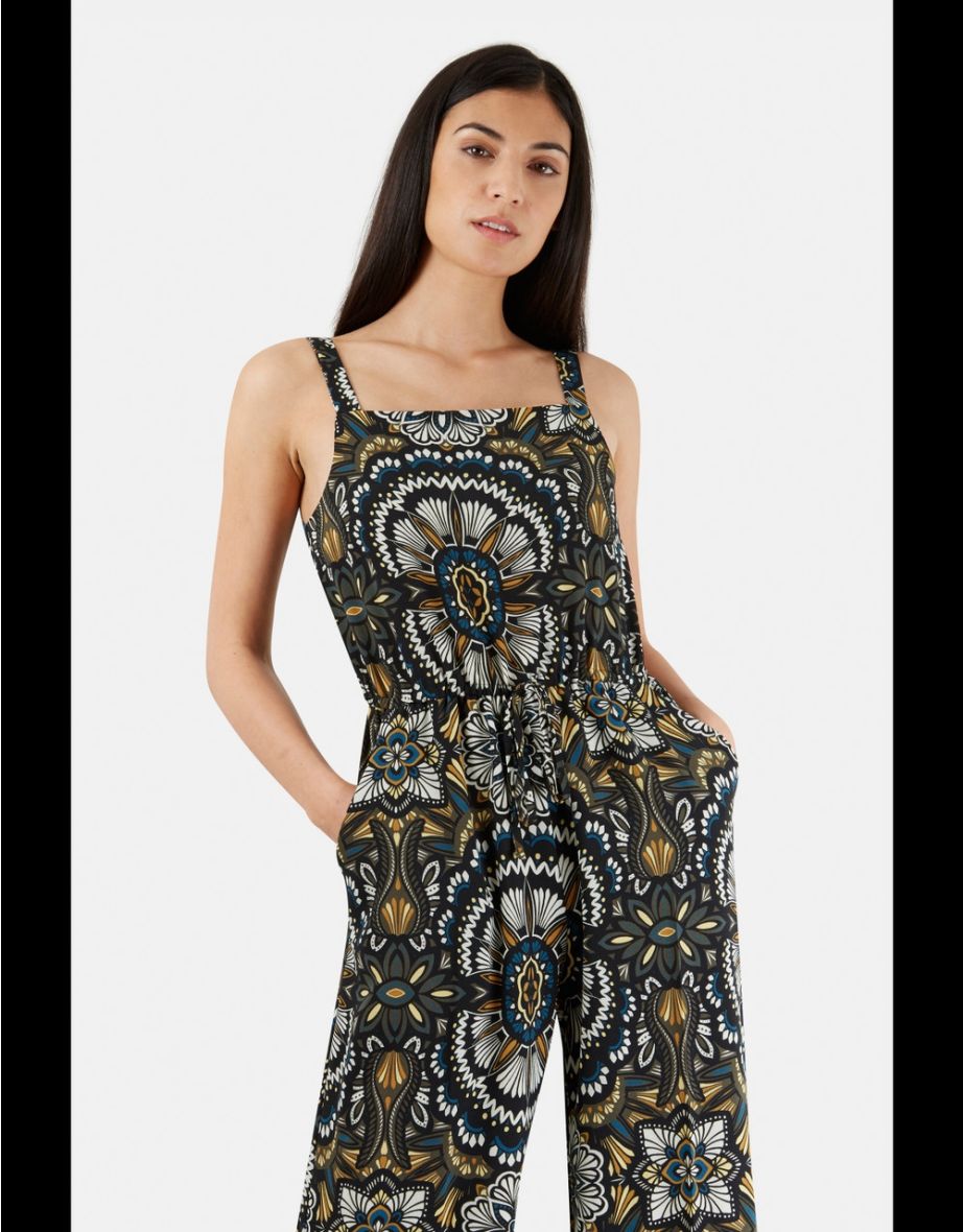 Multi Floral Wide Leg Jumpsuit - 2
