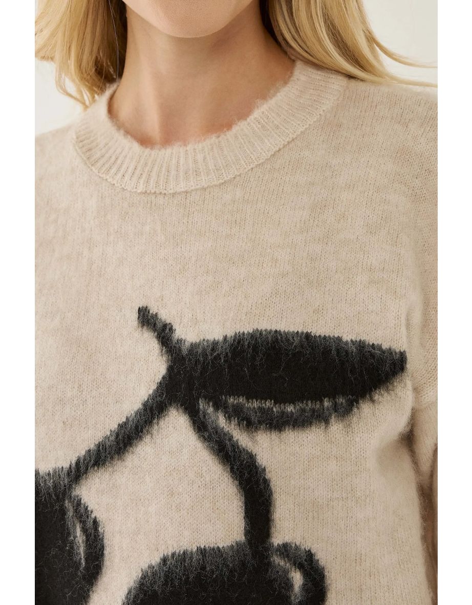 Relaxed Fit Cherry Detail Sweater - 4