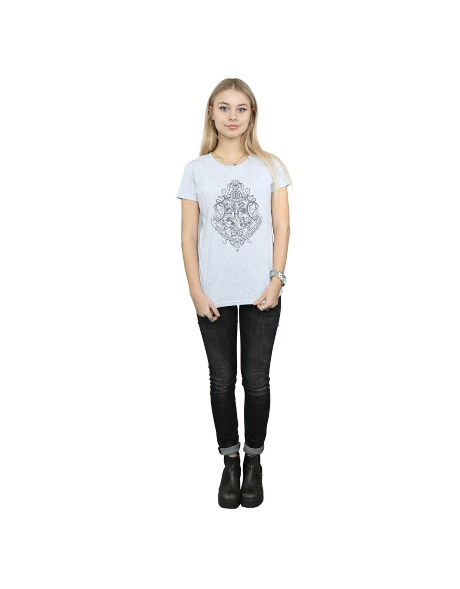 Harry Potter Womens/Ladies Hogwarts Draco Dormiens Crest Cotton T-Shirt - Sports Grey - 3