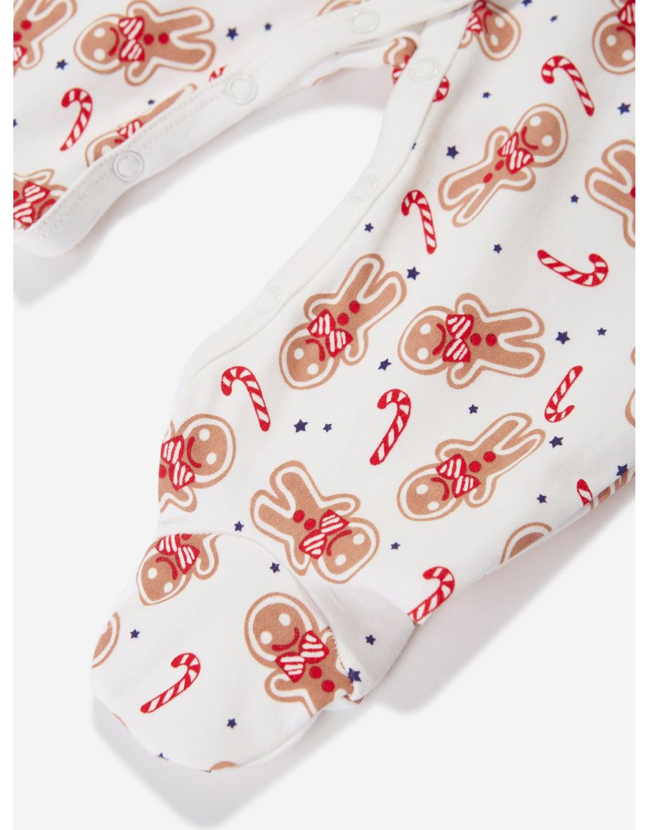 Baby Gingerbread Babygrow in White - 4