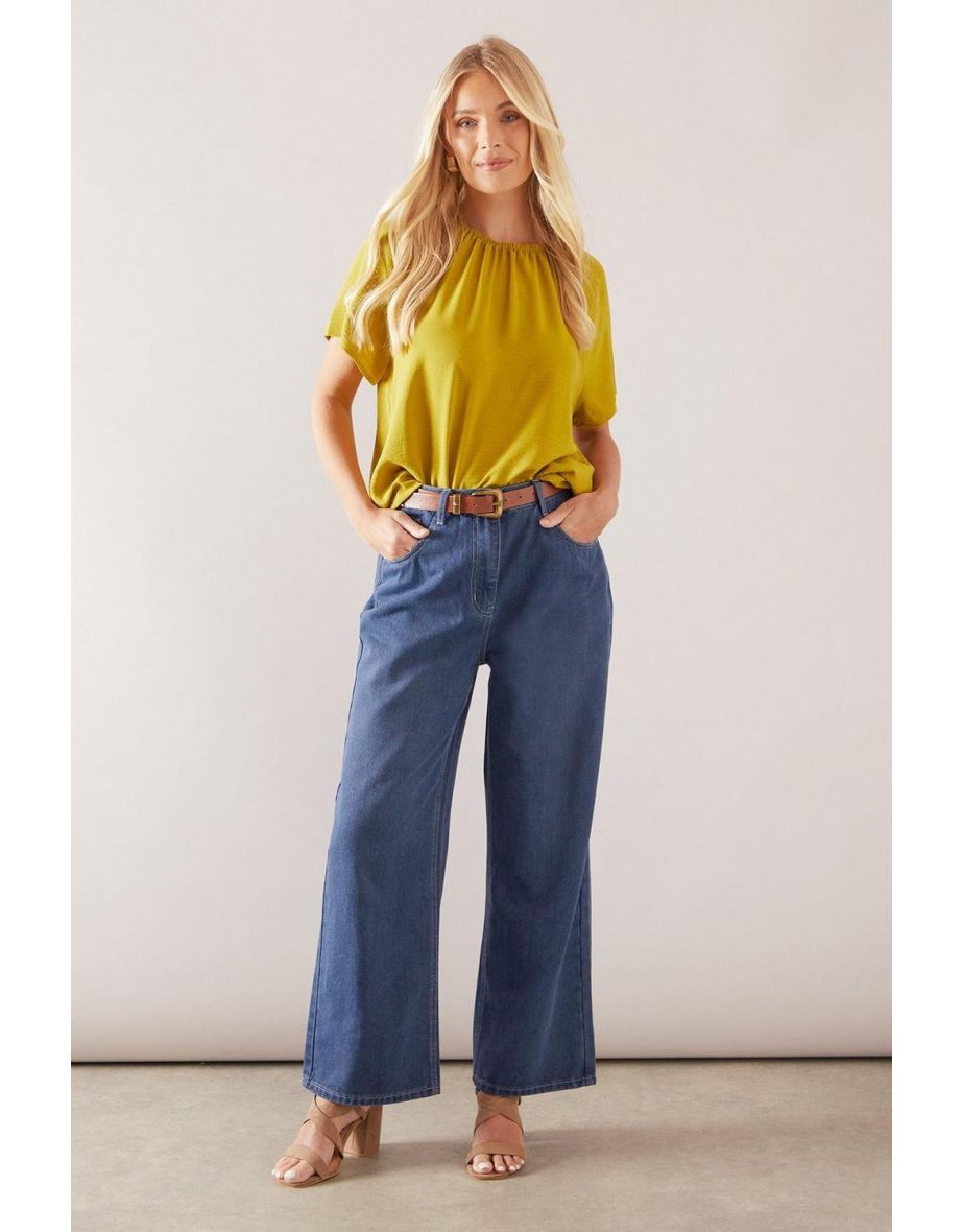 Petite Bubble Hem Short Sleeve Top