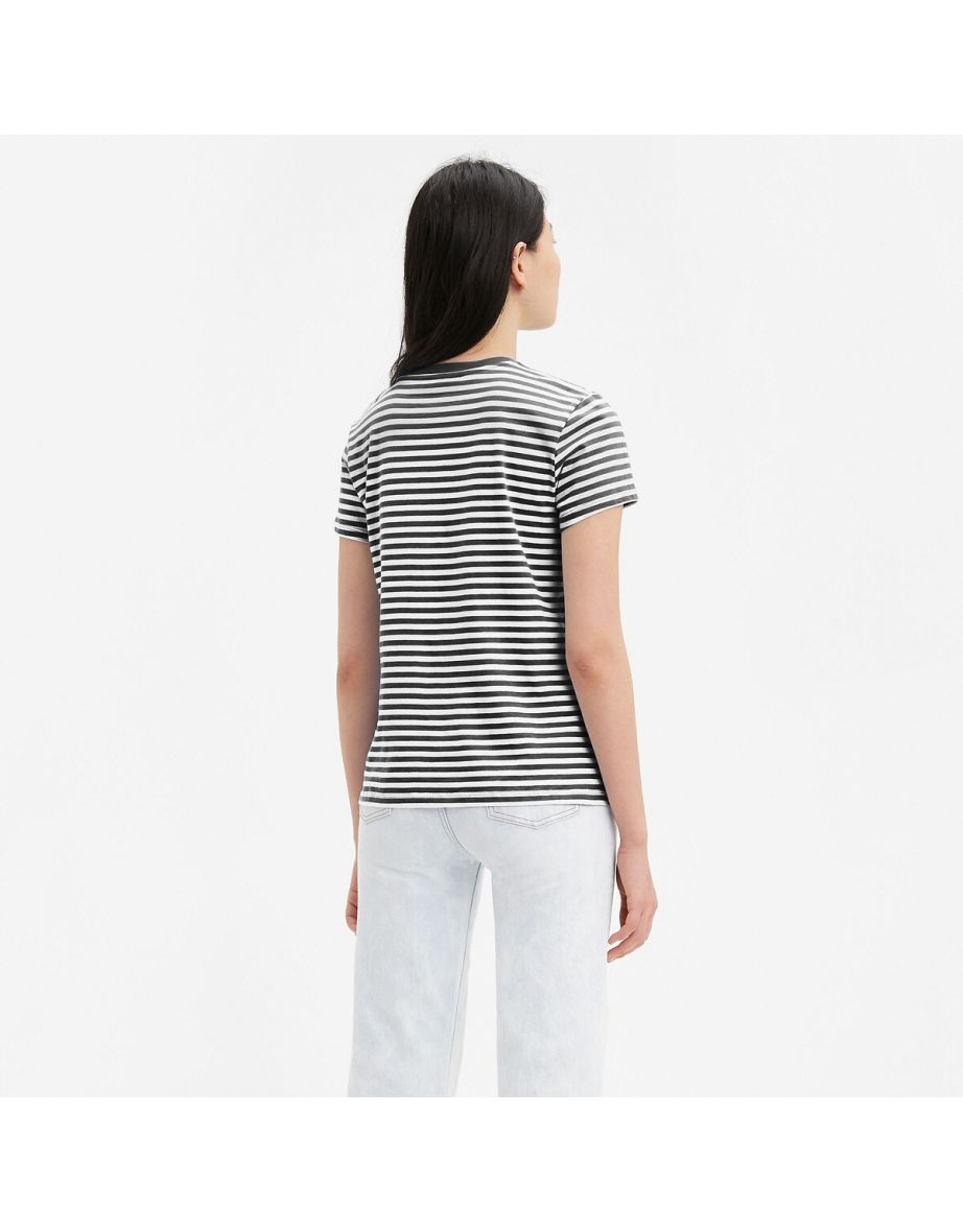 Striped Cotton T-Shirt with Chest Logo - 2