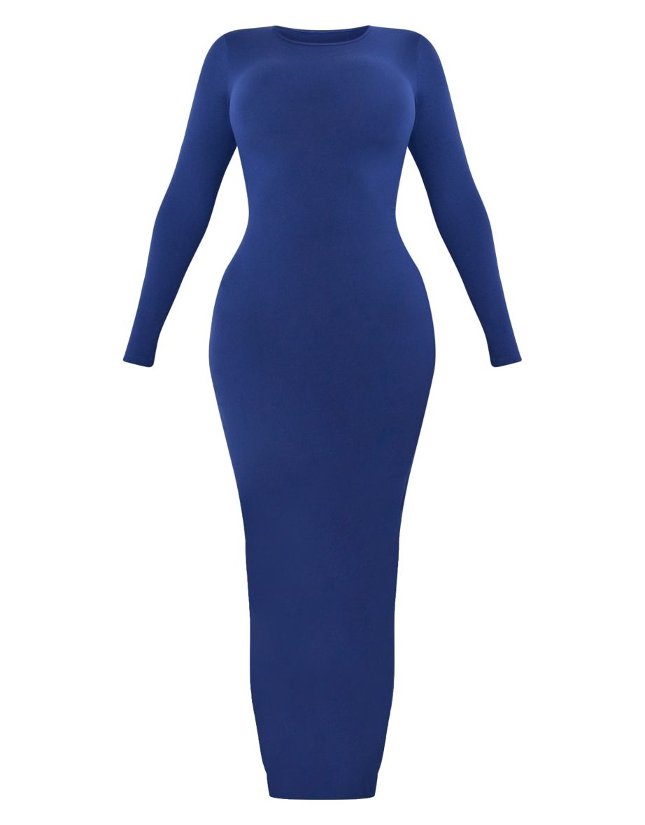 Shape Navy Sculpted Long Sleeve Maxi Dress - 4