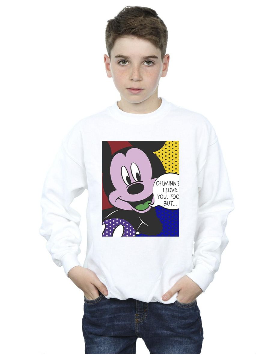 Disney Boys Mickey Mouse Oh Minnie Pop Art Sweatshirt - White