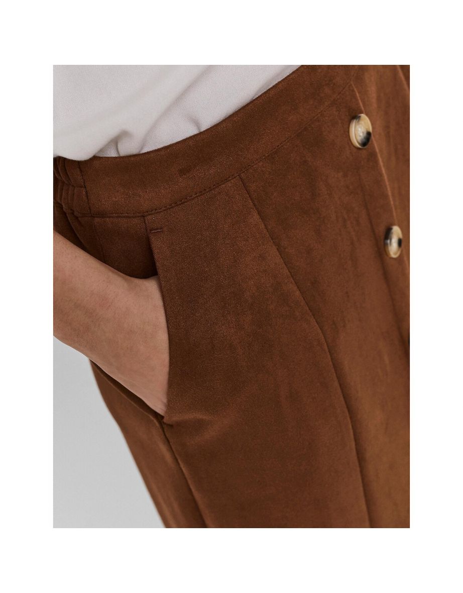Brown Velvet Column Mini Skirt - 3