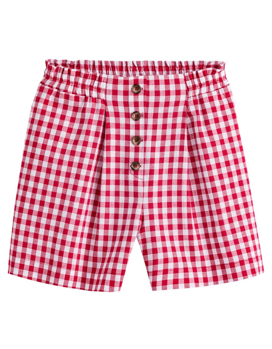Gingham Cotton Shorts, Made in Europe - 4