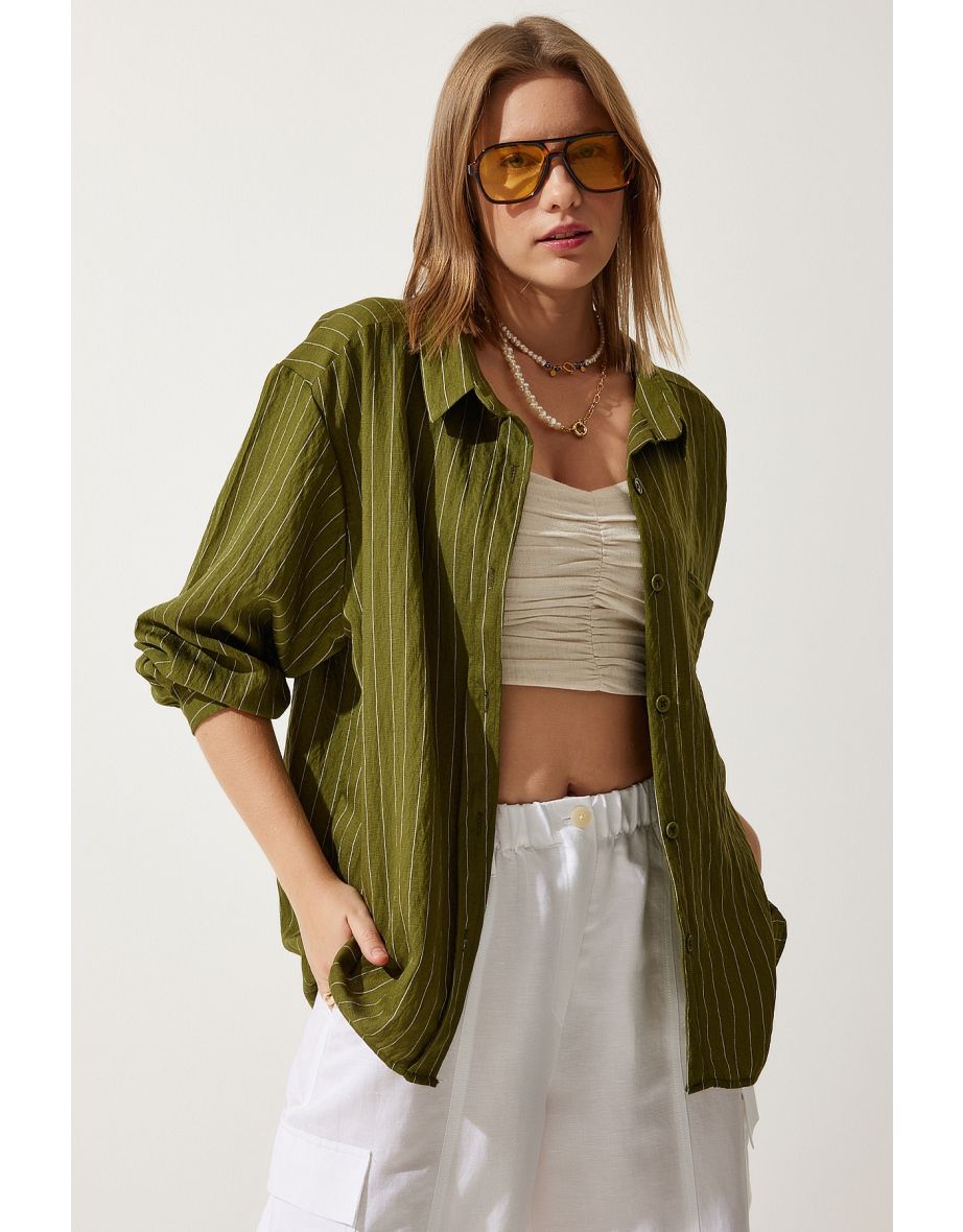 Happiness İStanbul Green Collared Shirt