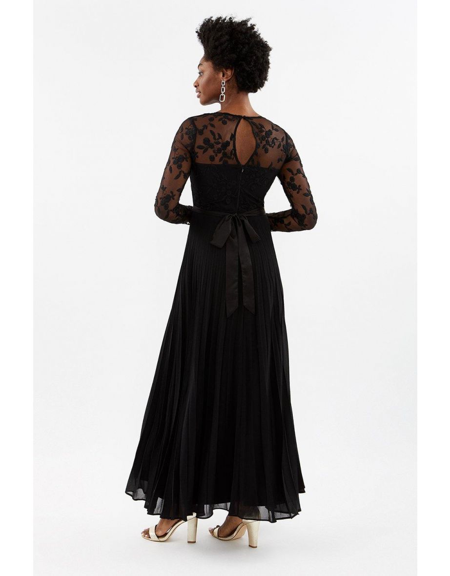 Embroidered Long Sleeve Maxi Dress - 2