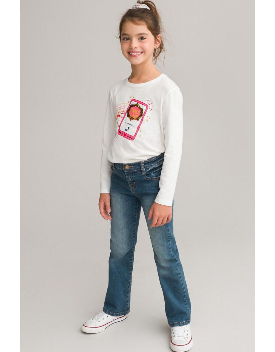 Cotton Short Sleeve T-Shirt with Mobile Phone Print