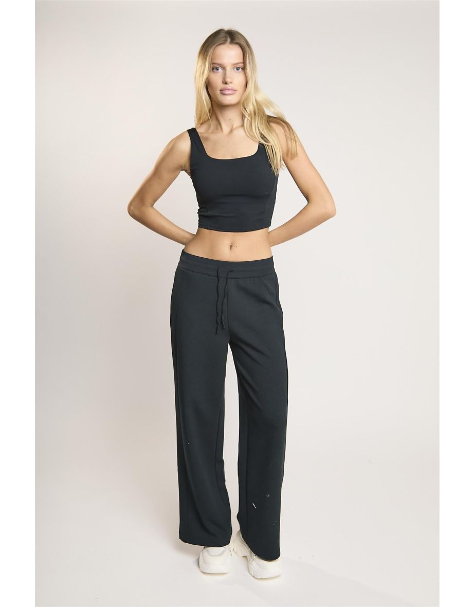 Agon Lounge Black Square-Neck Crop-Top