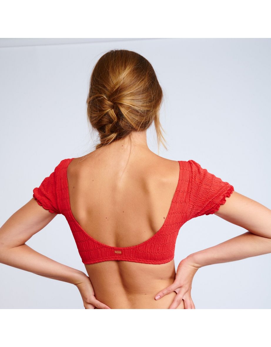 Lilio Habana Bikini Top with Short Ruffled Sleeves - 3