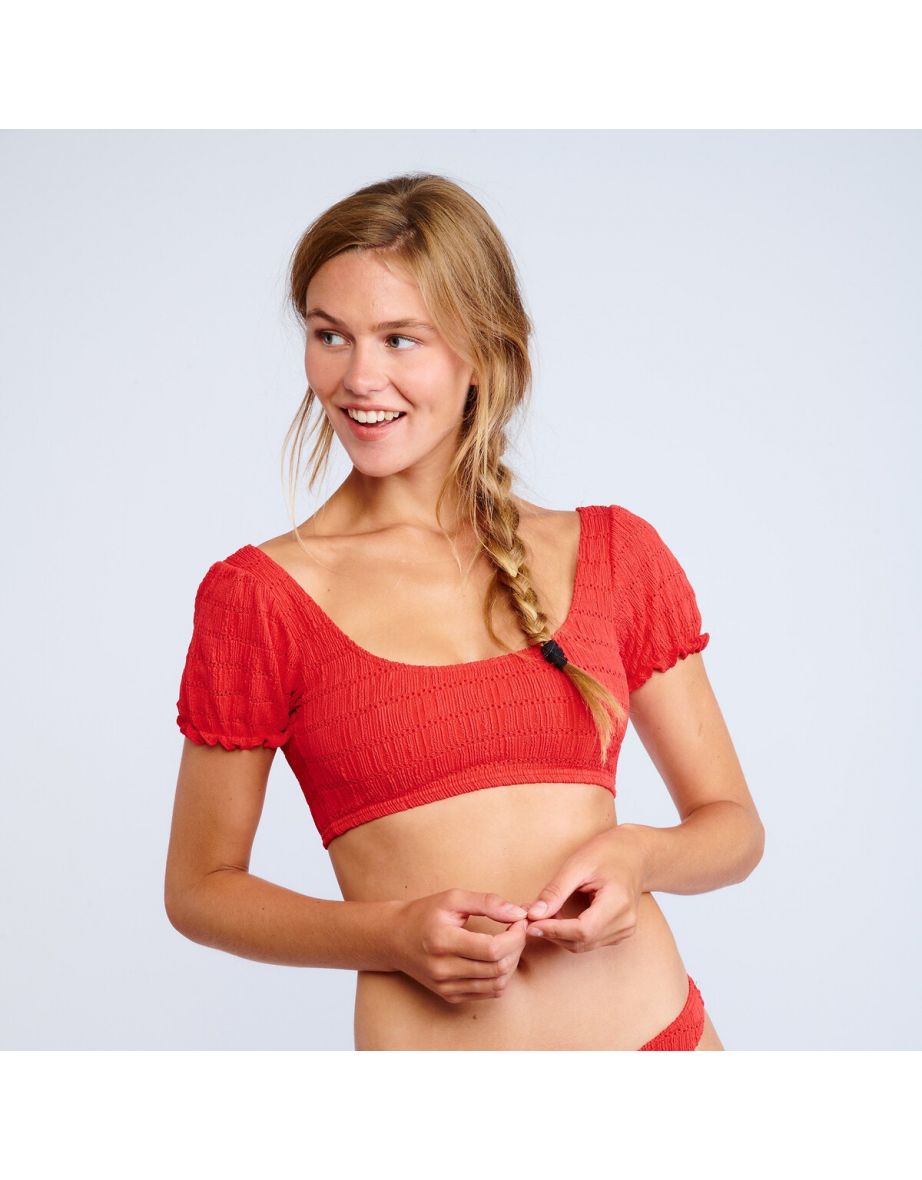 Lilio Habana Bikini Top with Short Ruffled Sleeves