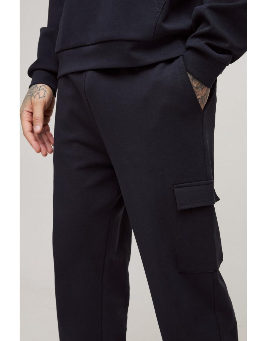 Tall Interlock Slim Fit Smart Cargo Joggers - black - 2