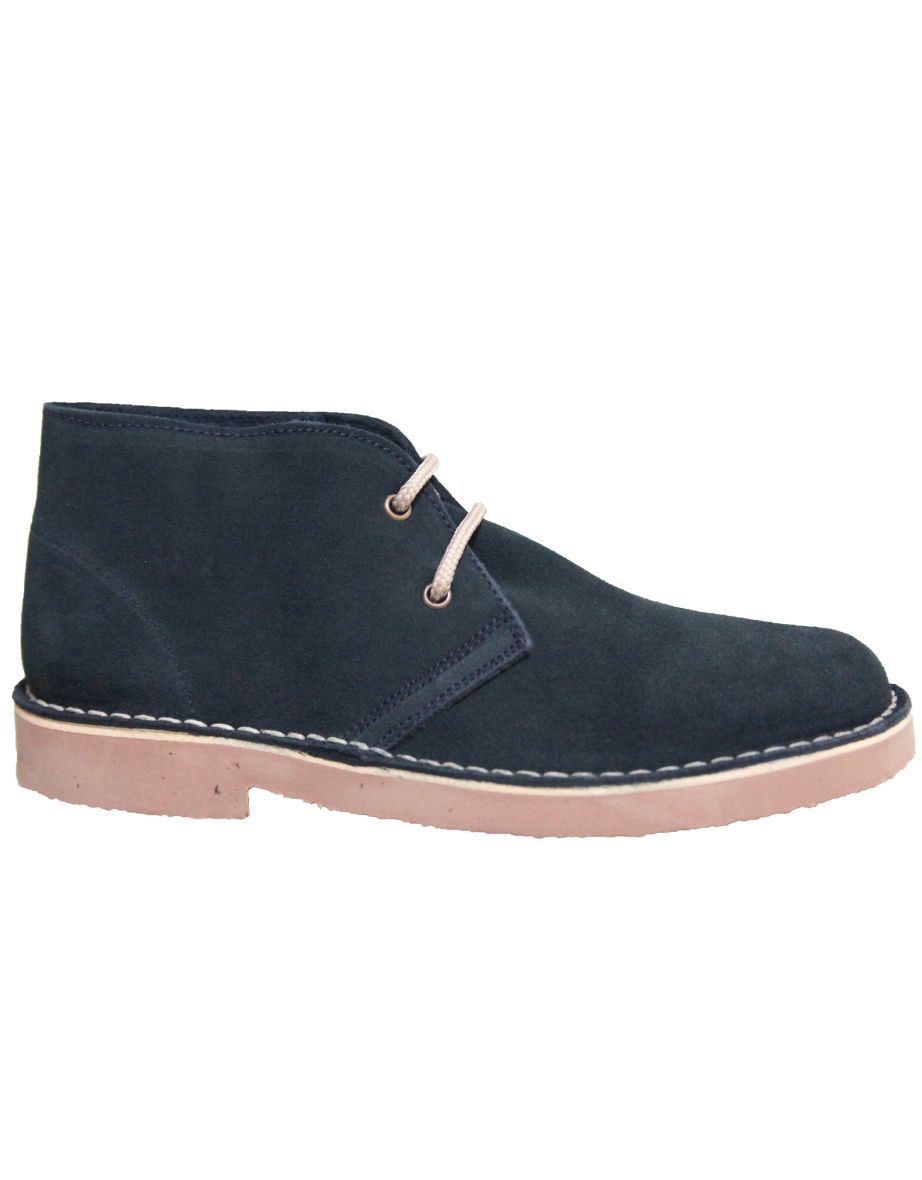 Roamers Mens Real Suede Unlined Desert Boots - Navy - 2