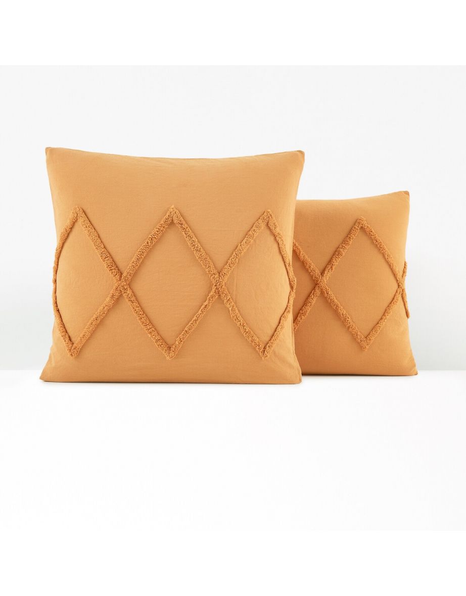 Assa Ochre Tufted Cotton Pillowcase