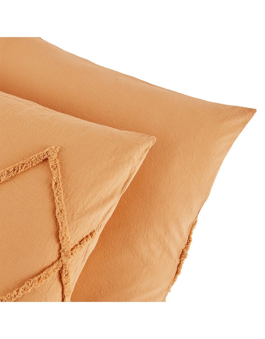 Assa Ochre Tufted Cotton Pillowcase - 3