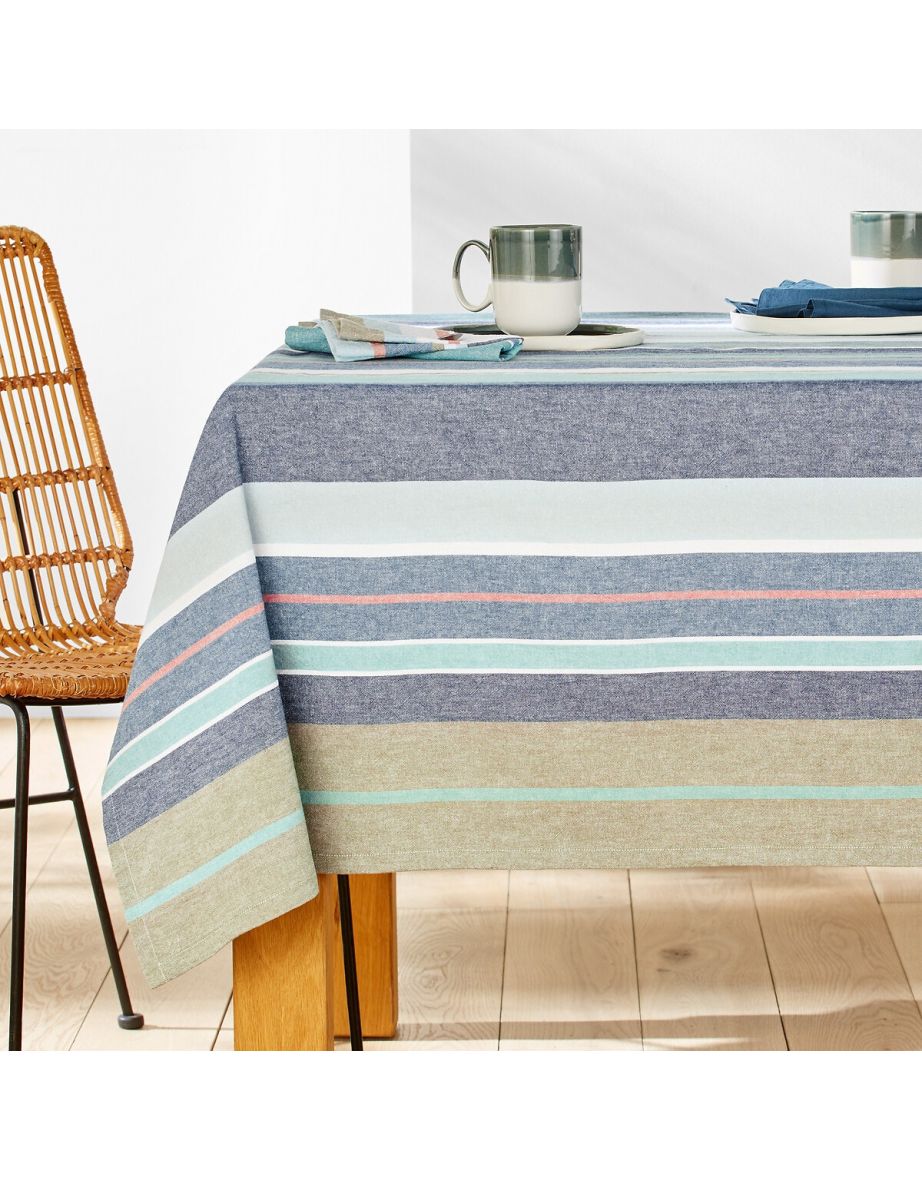 Antika Woven-Dyed Striped Organic Cotton Tablecloth