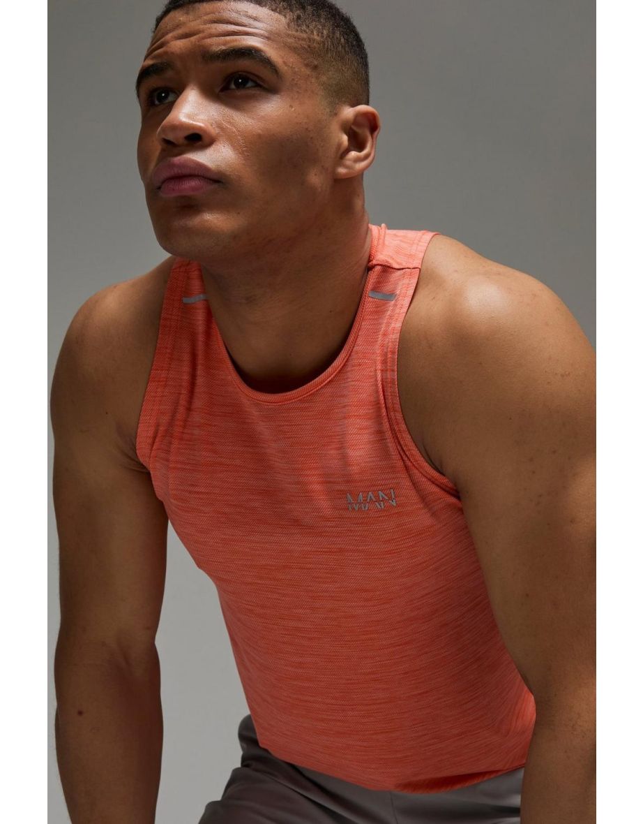 Man Active Lightweight Performance Slim Fit Marl Gym Tank - 2