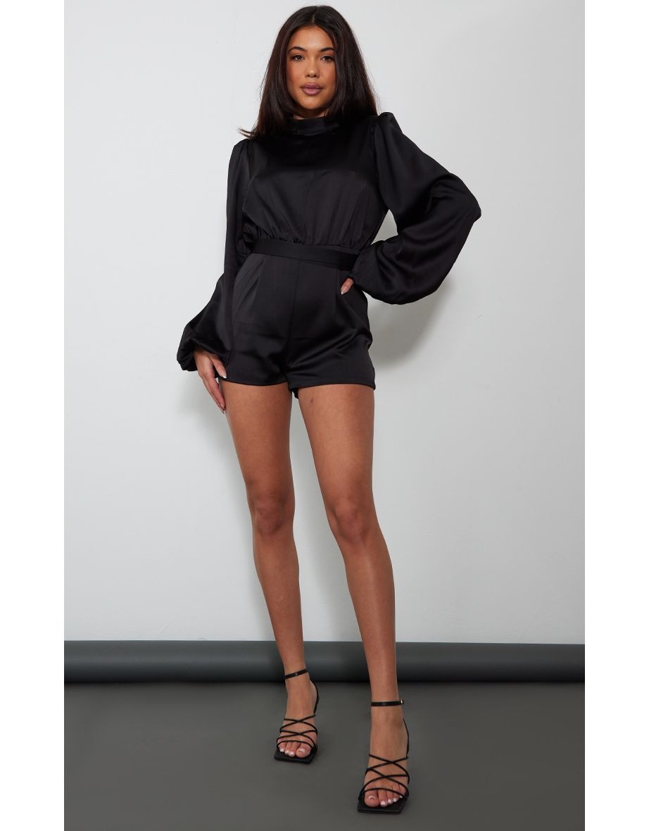 Black high neck store playsuit