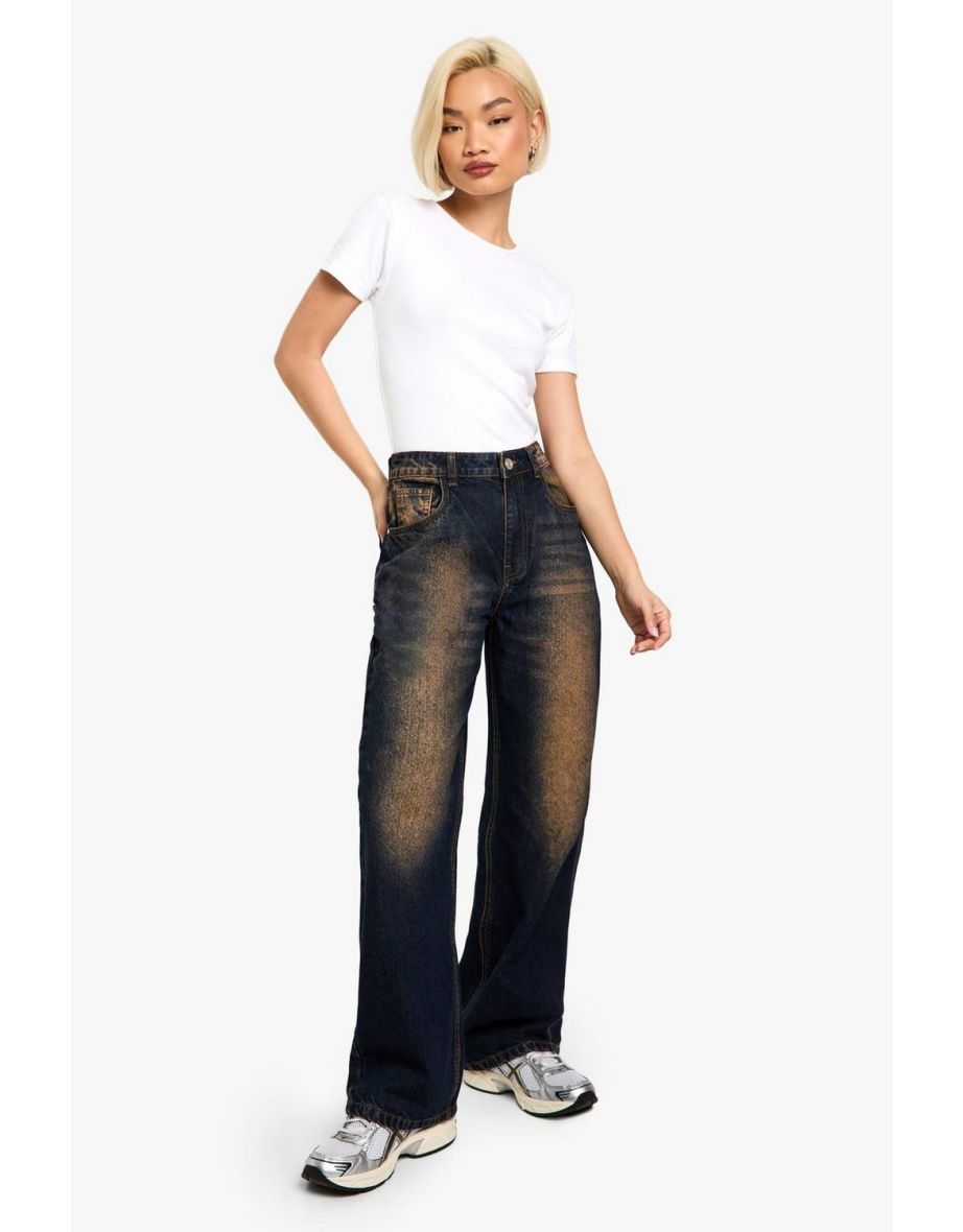 Sand Wash Raw Indigo Denim Straight Leg Jean