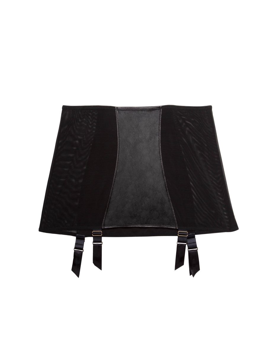 Iris Black Leatherette and Mesh Roll-On Girdle - 7