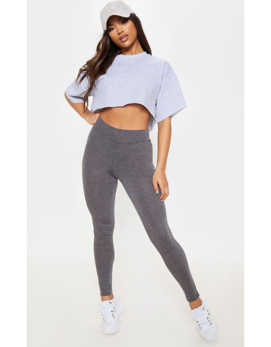 Charcoal Grey High Waisted Jersey Leggings