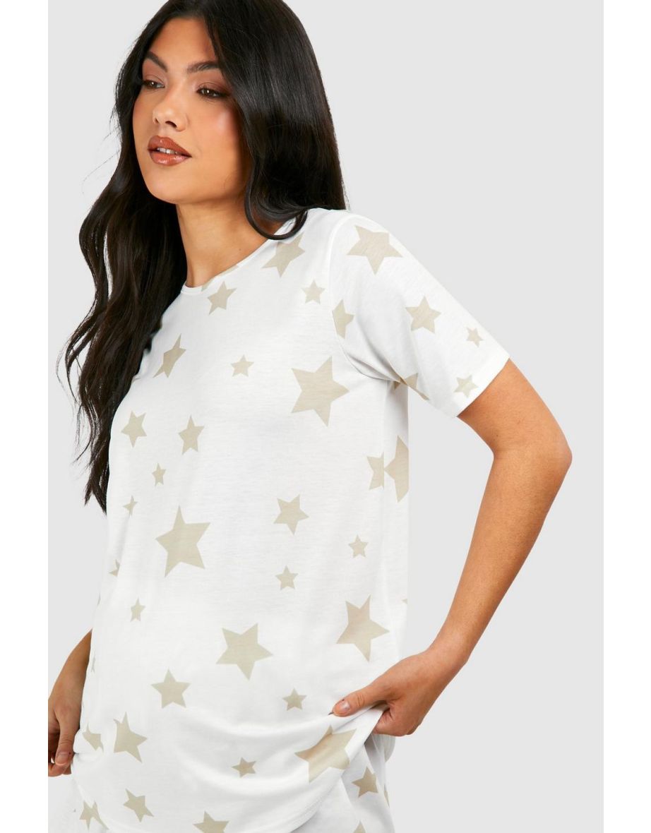 Maternity Star Print Pyjama Short Set - cream - 3