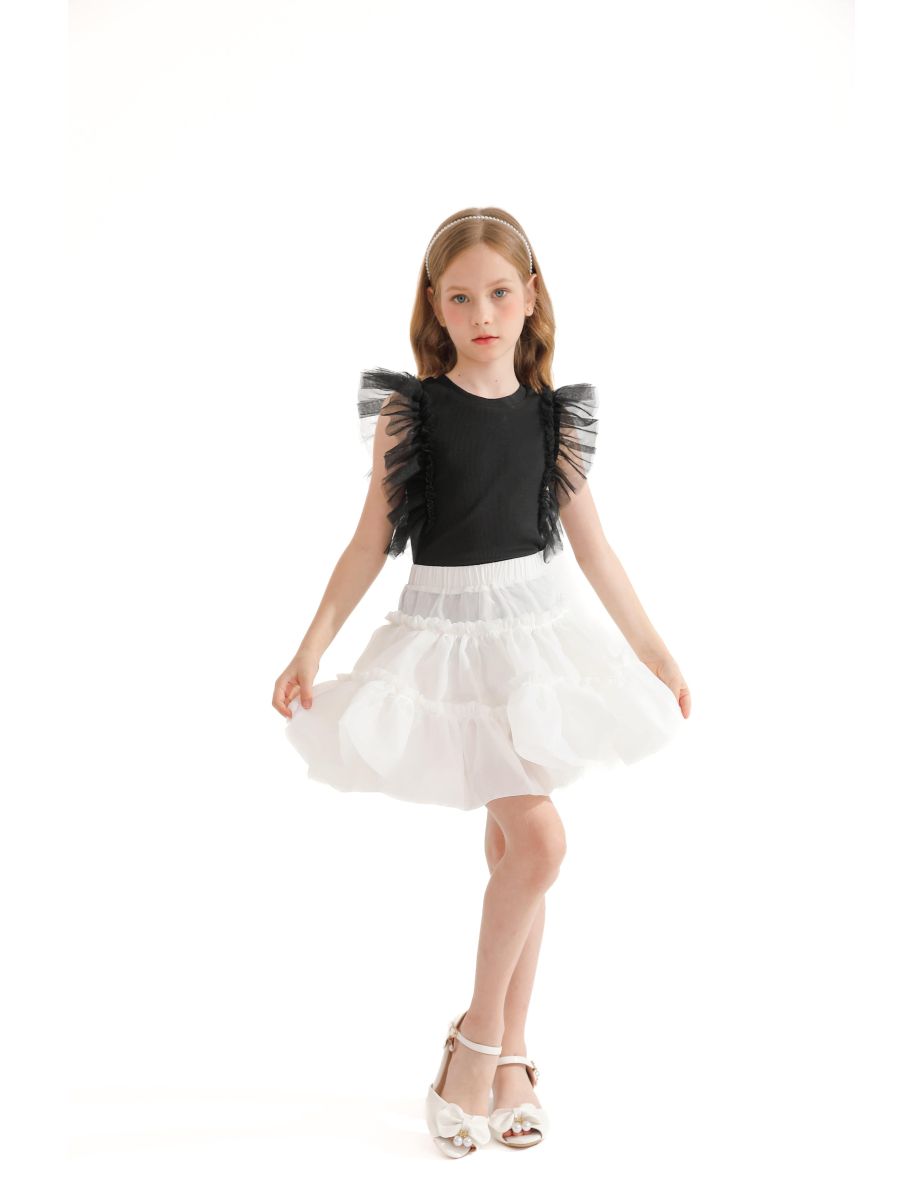 Black Tulle Frill T-Shirt