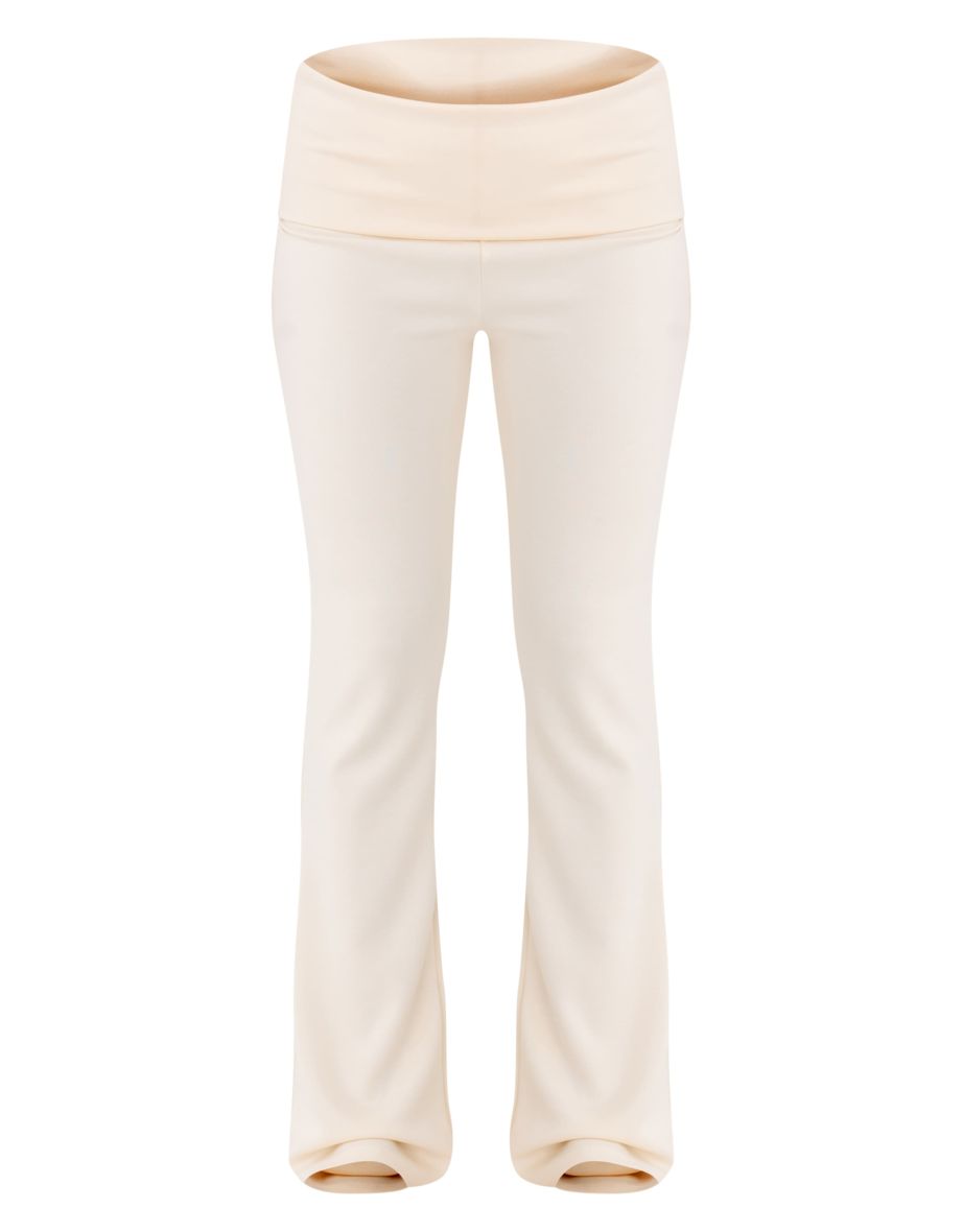 Cream Premium Soft Touch Foldover Yoga Flares - 4