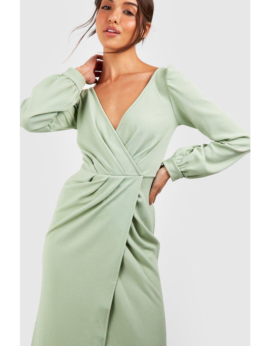 Off The Shoulder Wrap Maxi Dress - sage - 3