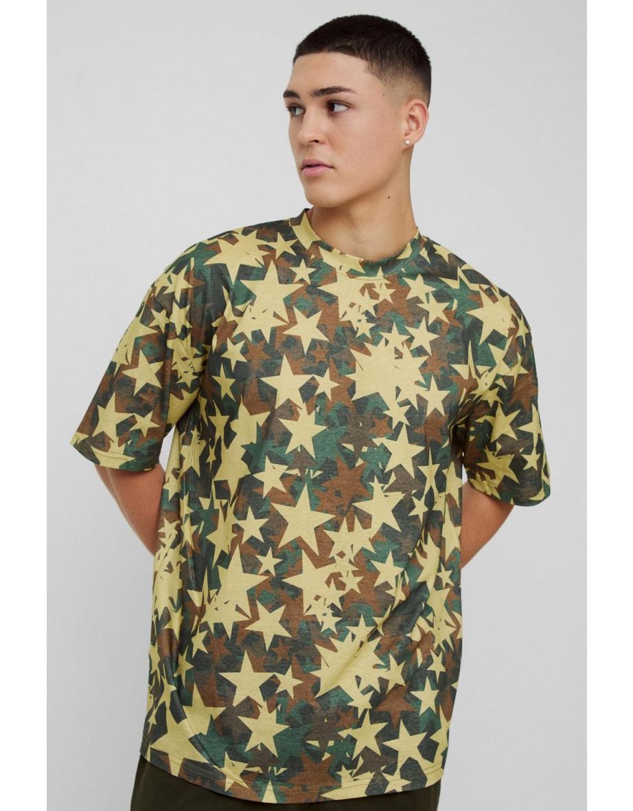 Oversized Extended Neck Aop T-shirt