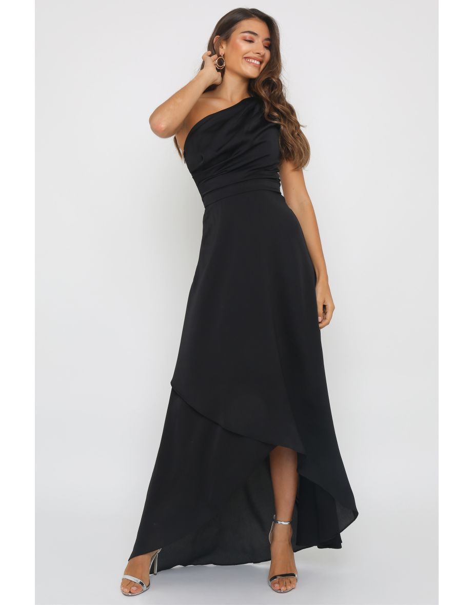 TFNC Delali One Shoulder Black Maxi Dress