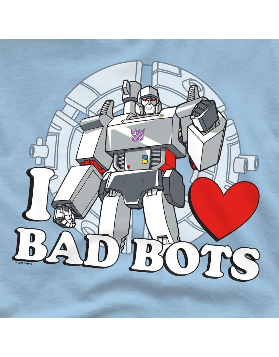 Transformers Mens I Love Bad Bots Megatron T-Shirt - Light Blue - 3