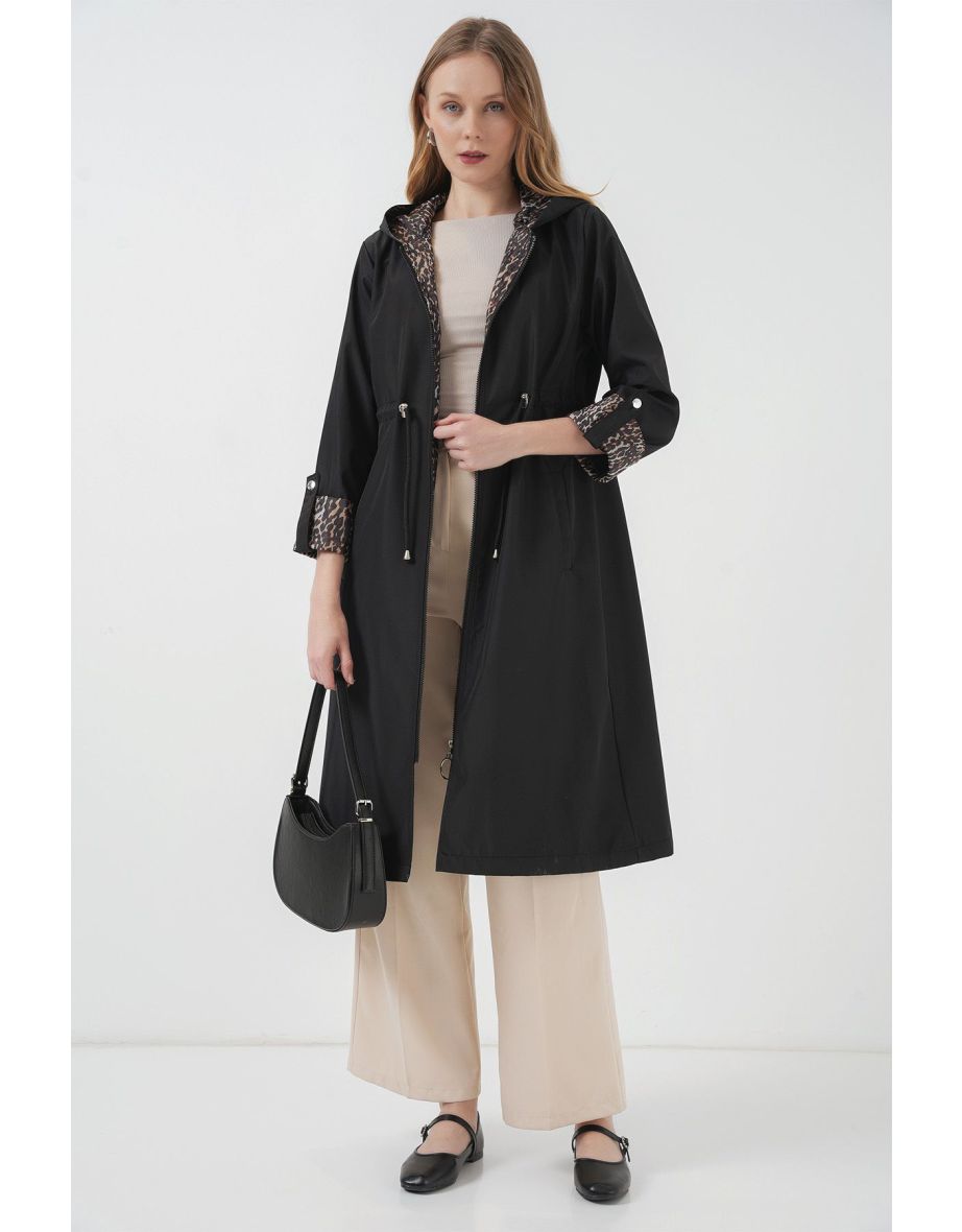 Trench Coat - Black - Double-breasted