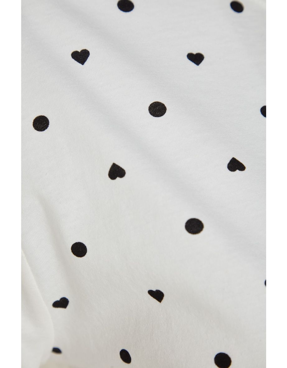 Pajama Set - White - Polka dot - 7